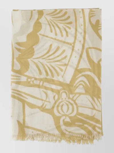 Burberry Large Wool Scarf Abstract Pattern In White