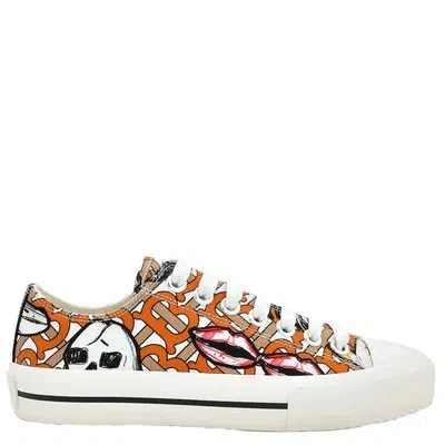 Pre-owned Burberry Larkhall Graphic-print Low Top Sneakers In Orange