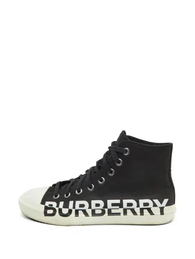 Pre-owned Burberry Larkhall High-top Sneakers In Black
