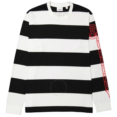 Burberry Laxley Stripe Cotton Oversized Long-sleeve T-shirt In Black/white