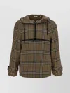 Burberry Half-zip Jacket With Check Pattern In Silk Blend Men