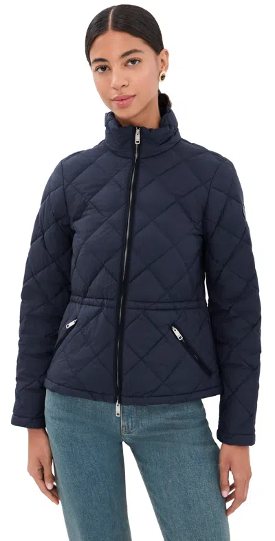 Burberry Nylon Jacket High Collar Quilted Design In Blue