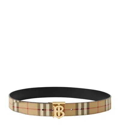 BURBERRY LEATHER AND CHECK REVERSIBLE TB BELT