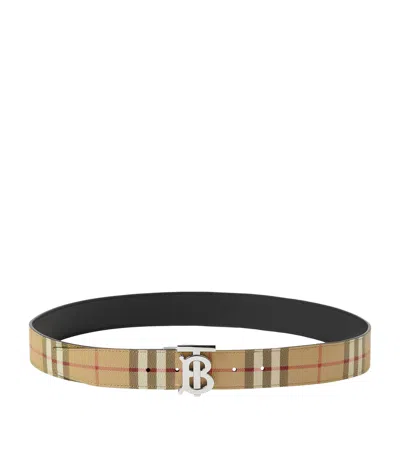 BURBERRY LEATHER AND CHECK REVERSIBLE TB BELT