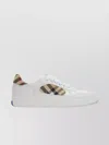 Burberry Low-top Leather Sneakers With Check Inserts In White