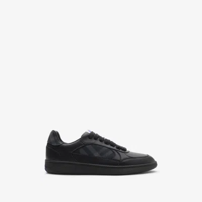 BURBERRY BURBERRY LEATHER AND CHECK TERRACE SNEAKERS​