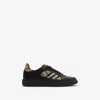 Burberry Leather And Check Terrace Sneakers​ In Black/sand