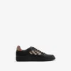 Burberry Indigo Blue Leather And Check Sneaker Terrace In Black/sand