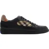 Burberry Leather And Check Terrace Sneakers​ In Black/sand
