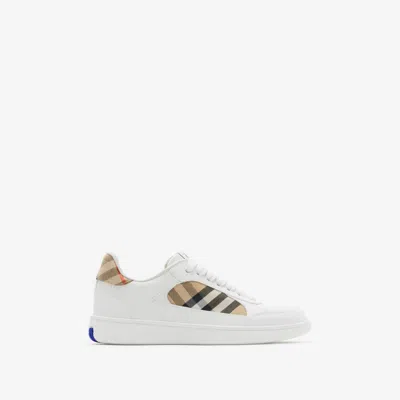 BURBERRY BURBERRY LEATHER AND CHECK TERRACE SNEAKERS​