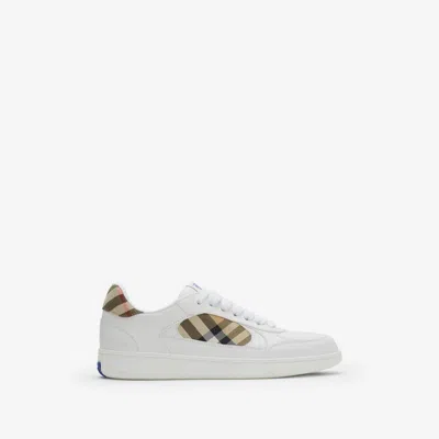 BURBERRY BURBERRY LEATHER AND CHECK TERRACE SNEAKERS​