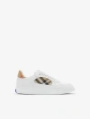 Burberry White Leather Sneaker Terrace And Check In White/sand