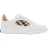 Burberry White Leather Sneaker Terrace And Check In White/sand