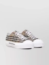 BURBERRY LEATHER AND COTTON BLEND VINTAGE CHECK SNEAKERS