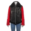 BURBERRY BURBERRY LEATHER AND SHEARLING CONTRAST SLEEVE AVIATOR JACKET
