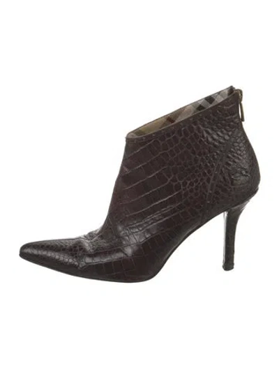 Pre-owned Burberry Leather Animal Print Boots In Brown
