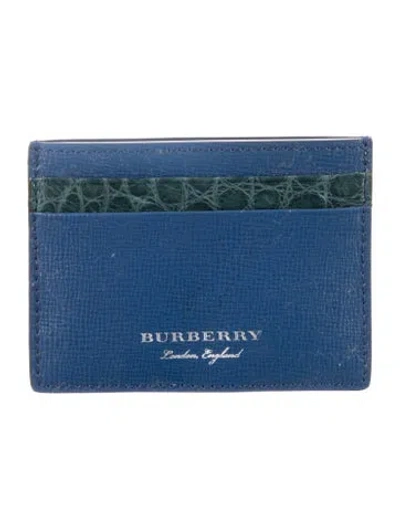 Pre-owned Burberry Leather Animal Print Card Holder In Blue