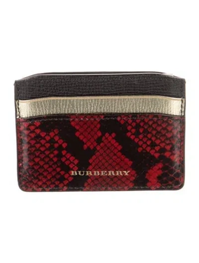 Pre-owned Burberry Leather Animal Print Card Holder In Red