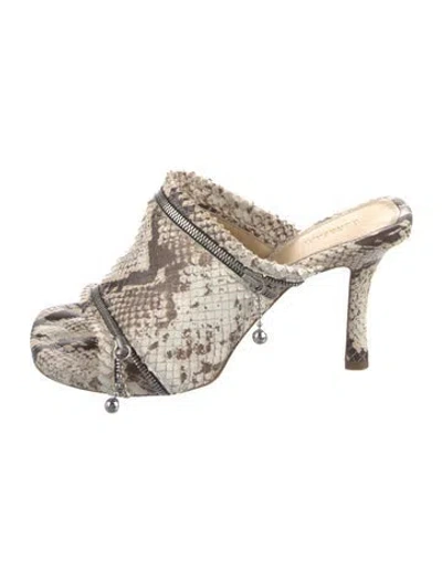 Pre-owned Burberry Leather Animal Print Slides In Neutral