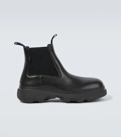 Burberry Creeper Leather Boots In Black