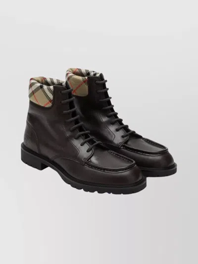 BURBERRY LEATHER ANKLE BOOTS ROUND TOE