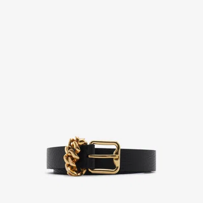 Burberry Leather B Buckle Chain Belt In Black