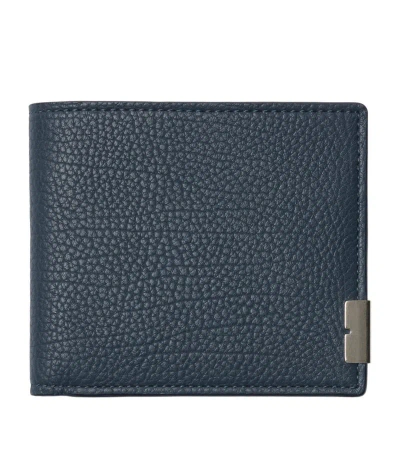 Burberry Leather B Cut Bifold Wallet In Blue