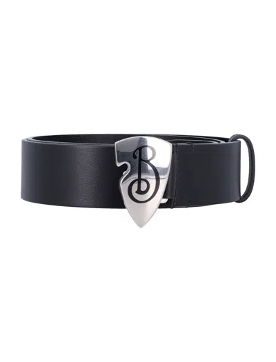 Burberry Leather B Shield Belt In Black