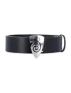 Burberry Leather B Shield Belt In Black