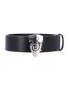 Burberry Leather B Shield Belt In Black