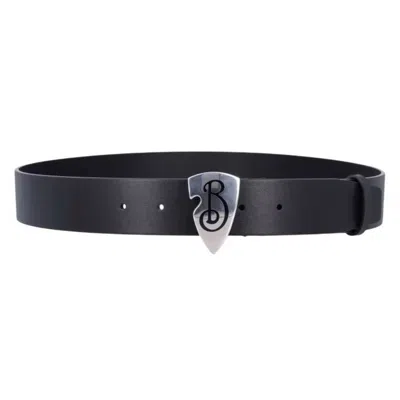 Burberry Leather B Shield Belt In Black