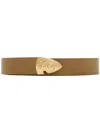 Burberry Thin Leather B Shield End Belt In Brown