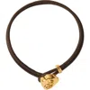 Burberry Leather B Shield Bracelet In Gold/military