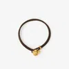 Burberry Leather B Shield Bracelet In Gold/military