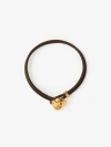 Burberry Leather B Shield Bracelet In Gold/military