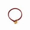 Burberry Leather B Shield Bracelet In Gold/rust