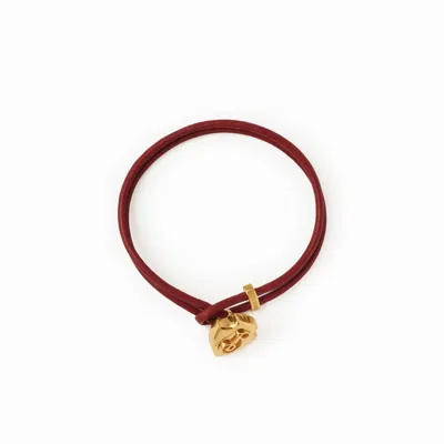 Burberry Leather B Shield Bracelet In Gold/rust