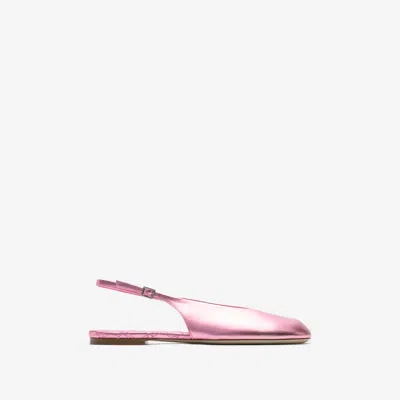 Burberry Leather Baby Slingback Ballerinas In Flash