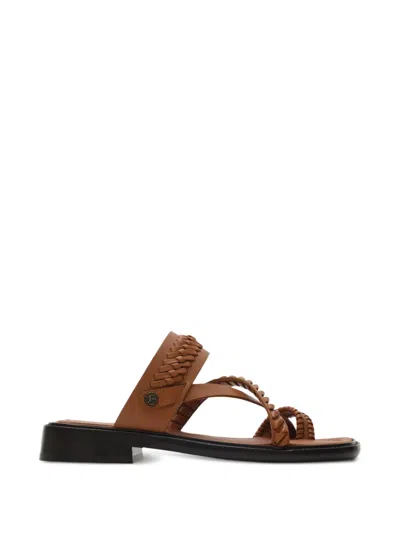 Burberry Leather Baez Sandals In Brown