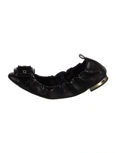 Pre-owned Burberry Leather Ballet Flats In Black
