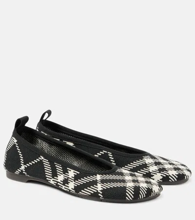 Burberry 10mm Baby Knit Ballerina Flats In Black