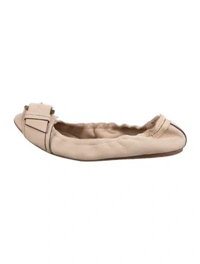 Pre-owned Burberry Leather Ballet Flats In Neutral