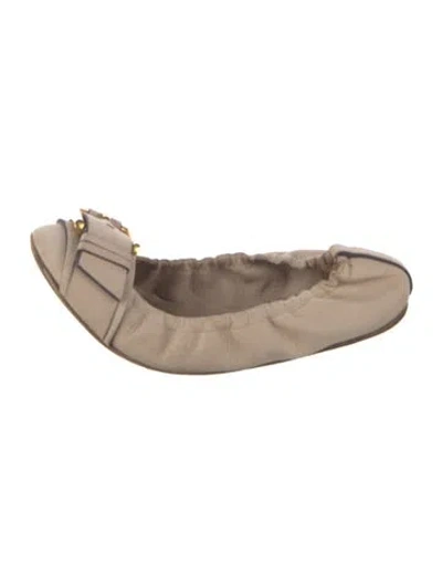 Pre-owned Burberry Leather Ballet Flats In Neutral