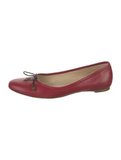 Pre-owned Burberry Leather Ballet Flats In Red