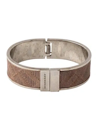 Pre-owned Burberry Leather Bangle, 6.75" In Brown