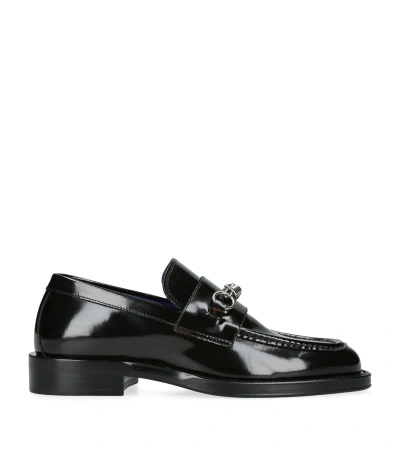 Burberry Leather Barbed Loafers In Black