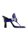Burberry Leather Bay Heeled Sandals 105 In Knight