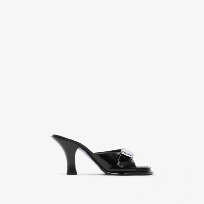 Burberry Bay Leather Mules In Black