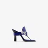 Burberry Leather Bay Heeled Sandals 105 In Knight