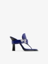 Burberry Leather Bay Heeled Sandals 105 In Knight